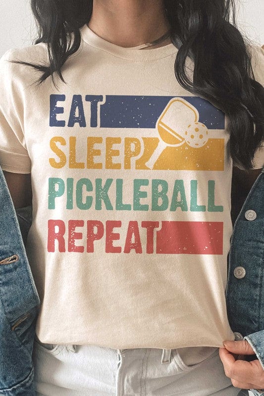 A. BLUSH CO. IVORY / S EAT SLEEP PICKLEBALL REPEAT GRAPHIC TEE