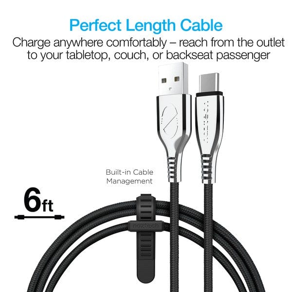 Jupiter Gear Naztech Titanium USB to USB-C Braided Cable 6ft