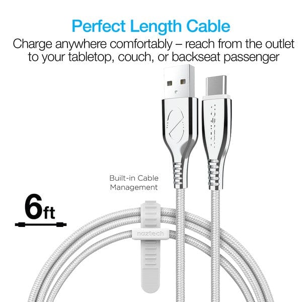 Jupiter Gear Naztech Titanium USB to USB-C Braided Cable 6ft