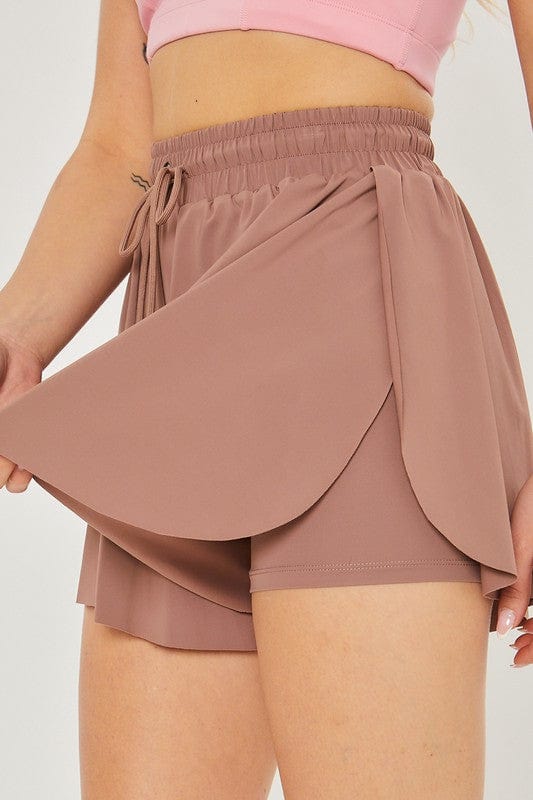 Love Tree TAUPE / M Activewear Two In One Drawstring Shorts