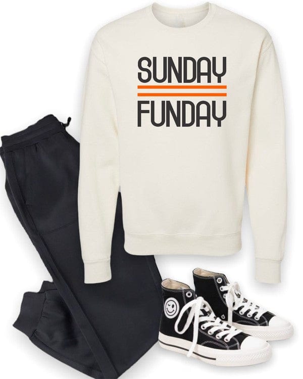 Ocean and 7th Cream / L Black and Orange Sunday Funday Crewneck Sweatshirt