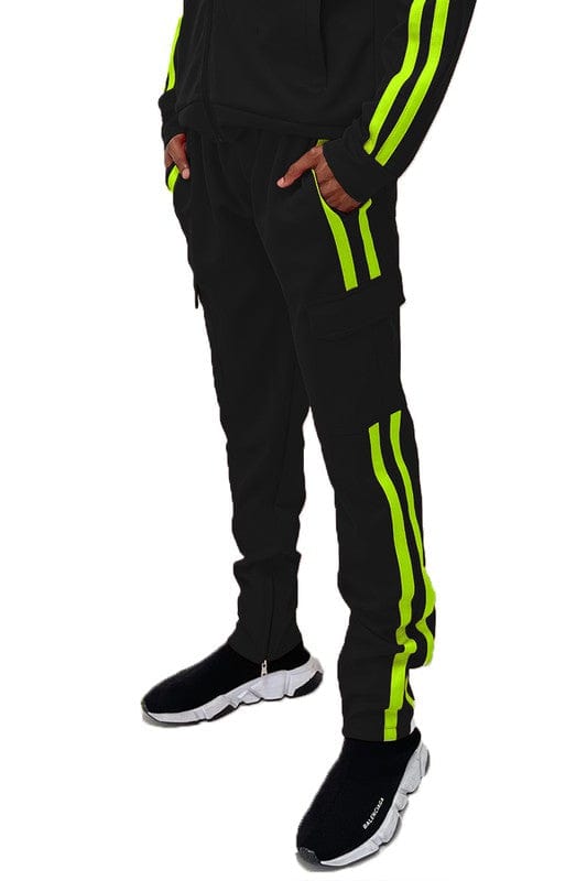 WEIV black lime / S Two Stripe Cargo Pouch Track Pants