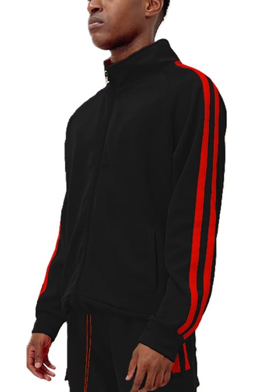 WEIV BLACK RED / S Two Stripe Track Jacket