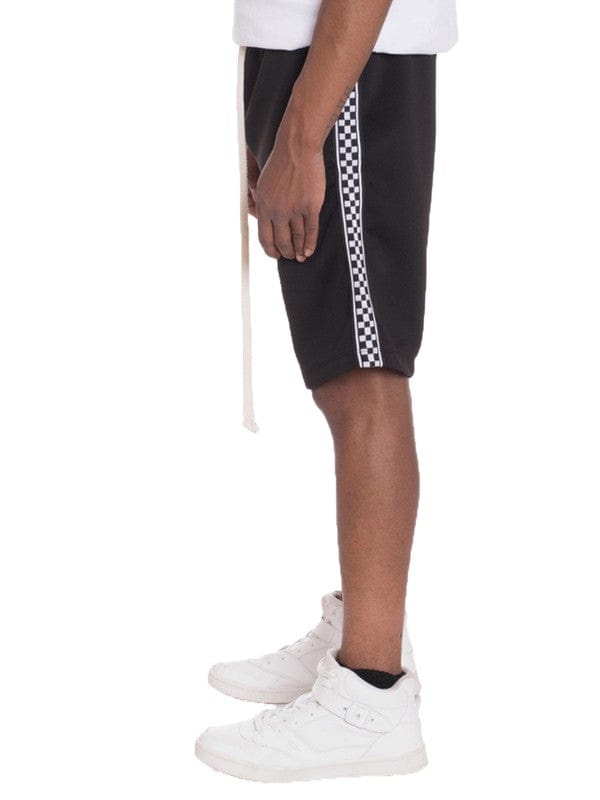 WEIV BLACK / S Weiv Mens Checkered Stripe Track Shorts