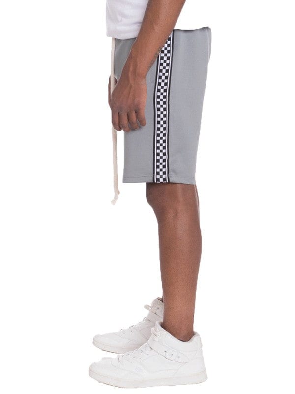 WEIV GREY / S Weiv Mens Checkered Stripe Track Shorts