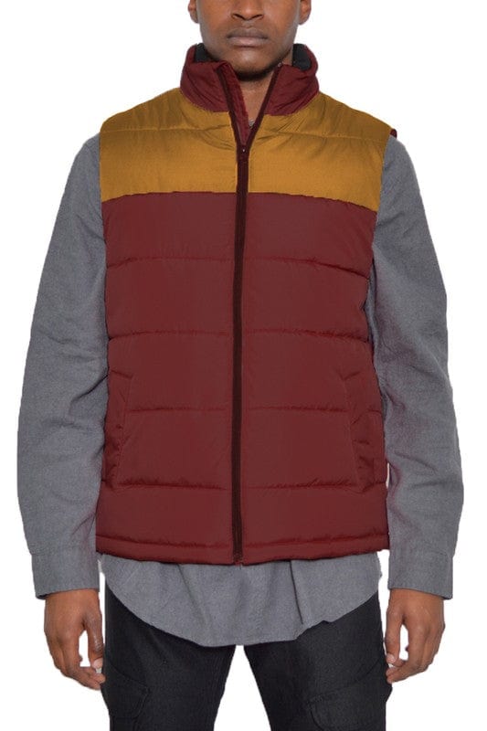 WEIV MUSTARD MAROON / 2XL PADDED WINTER TWO TONE VEST