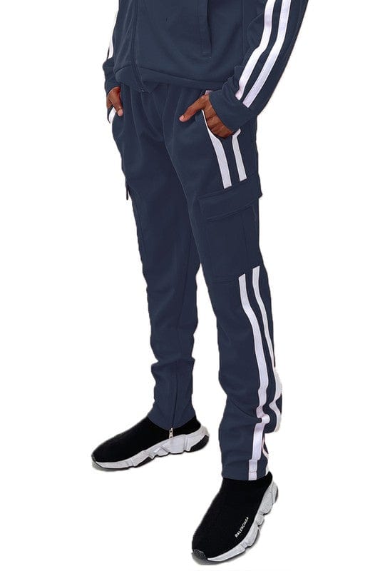 WEIV NAVY WHITE / S Two Stripe Cargo Pouch Track Pants