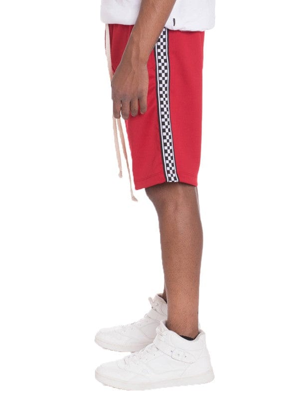 WEIV RED / S Weiv Mens Checkered Stripe Track Shorts