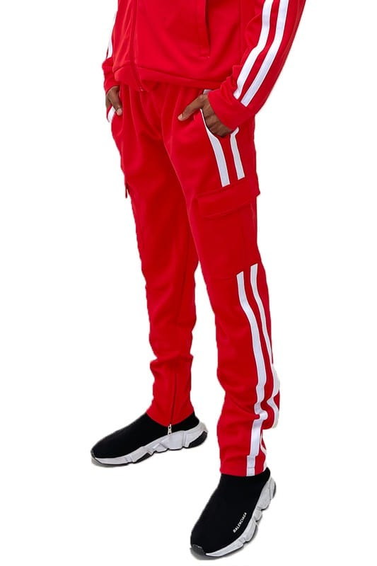WEIV RED WHITE / S Two Stripe Cargo Pouch Track Pants