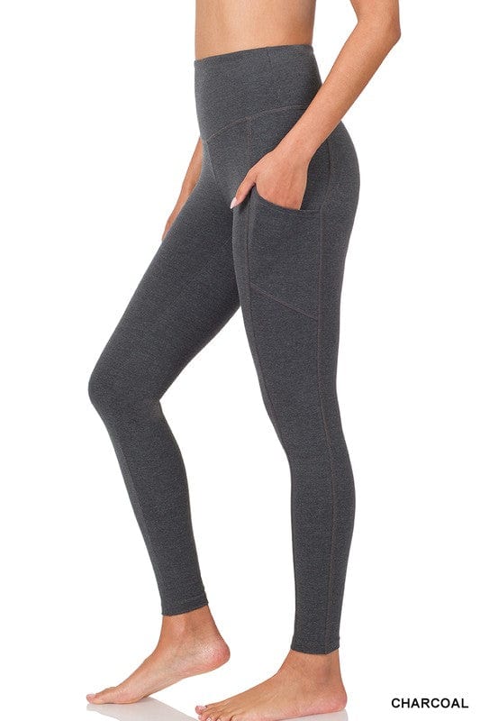 zenana charcoal s better cotton wide waistband pocket leggings 44372697088287