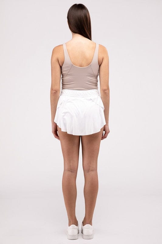 ZENANA Ruffle Hem Tennis Skirt with Hidden Inner Pockets