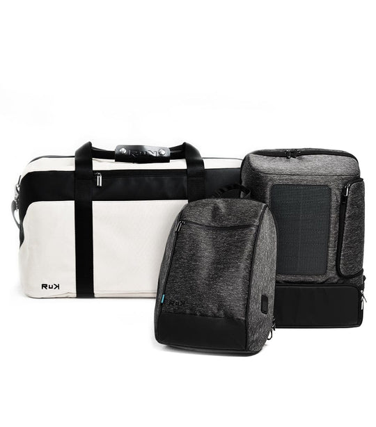RuK Backpacks Sandstorm Duffle; Grey Solar + Sling Ultimate RuK Package